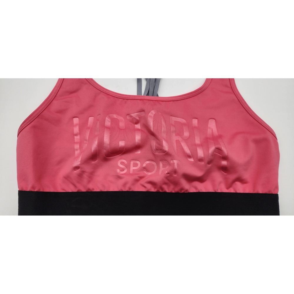 Victoria Sport Racerback Sport Bra Womens L Pink Excellent Strappy Back Logo - Picture 2 of 5